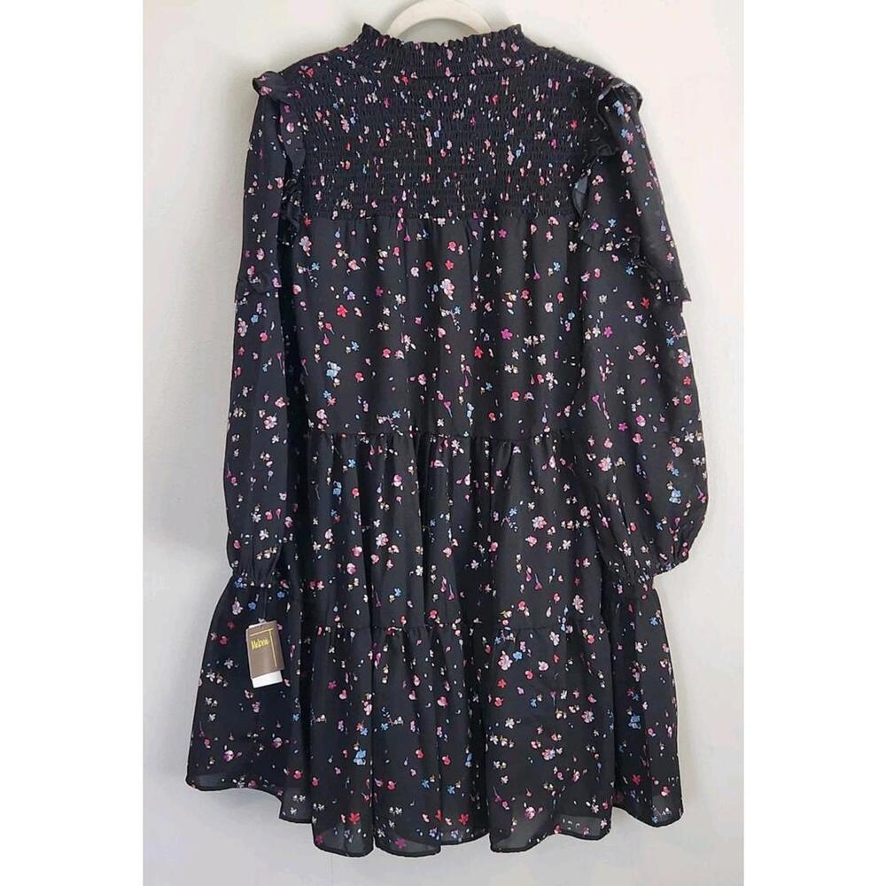 Melonie T Dress Size 12 Black Long Sleeve Floral Babydoll NWT $79 - Picture 3 of 11